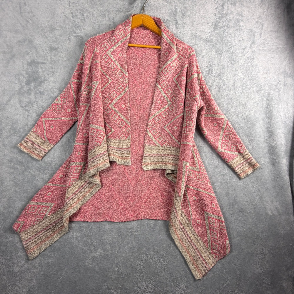 Unbranded Womens OS Pink Geometric Waterfall Cardigan Sweater Boho Western